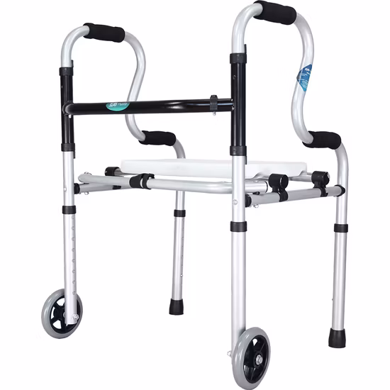 Walker médical en aluminium pour patient handicapé, déambulateur pliant